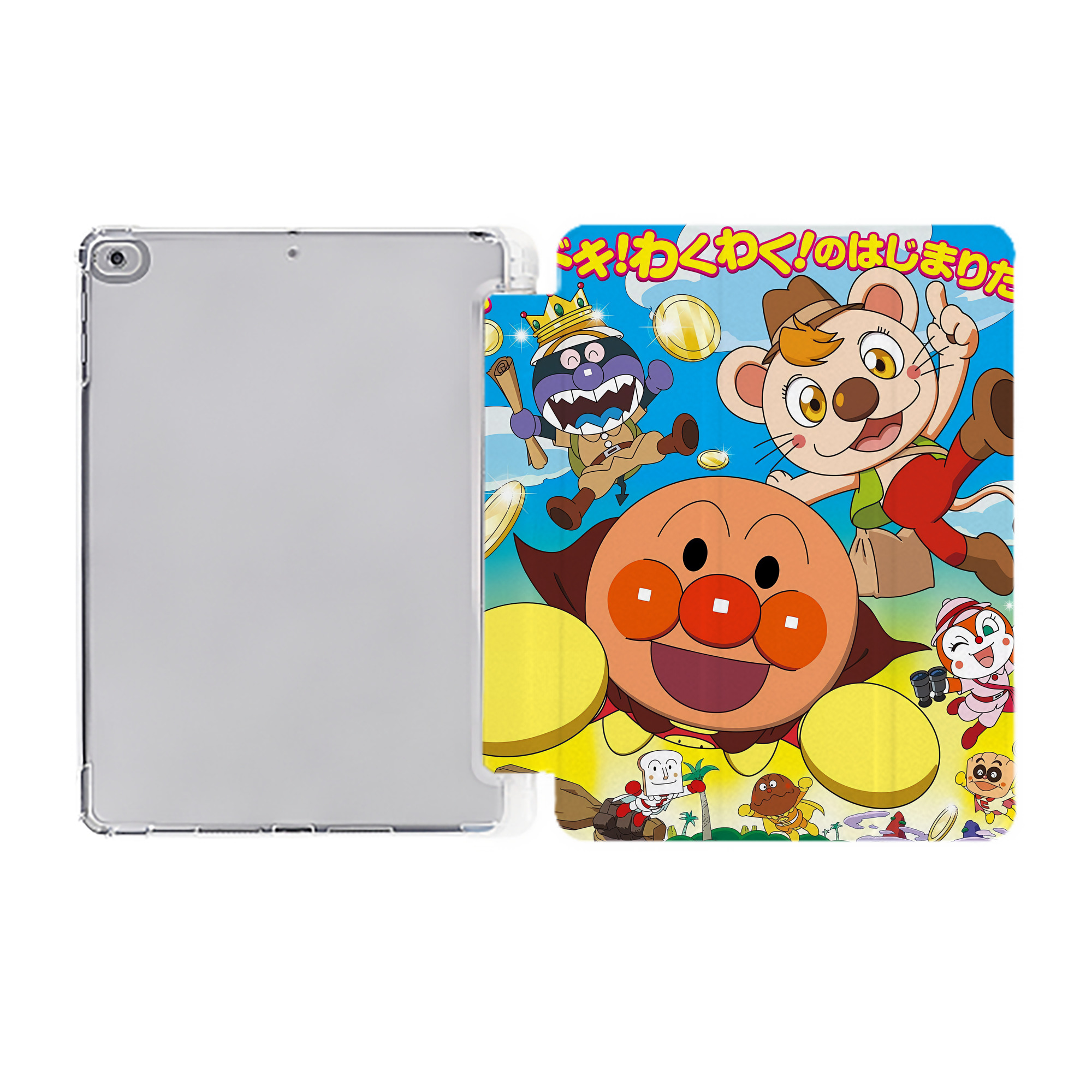 （画像用） アンパンマン Anpanman IPad ケース ペン収納付き 三つ折りスタンド PUレザー×シリコン 対応機種9.5/10.5/10.9インチ
